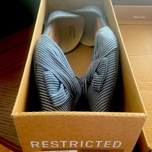 Restricted brand flats size 8. Blue and white pinstriped.